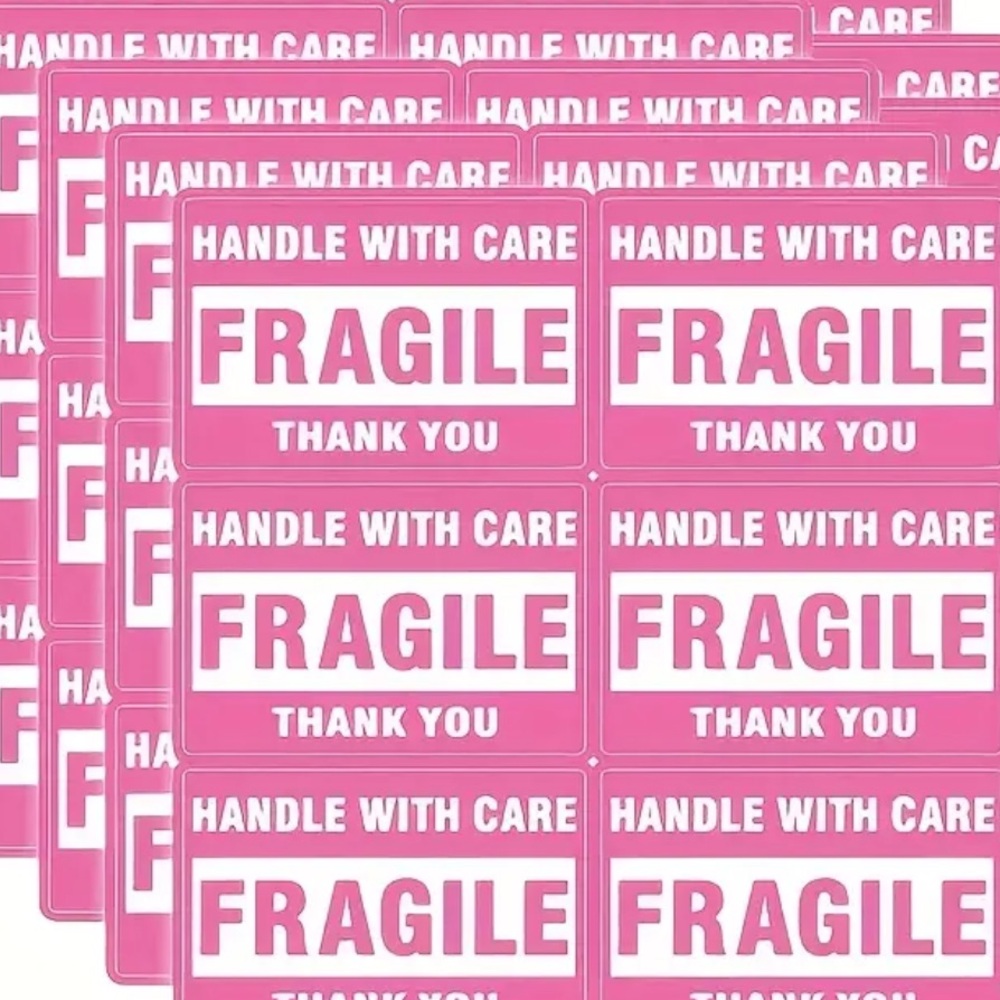 18 Pieces Fragile handle with care long stickers. 3x2”